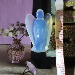 Opal carved angel - 1 1/2"